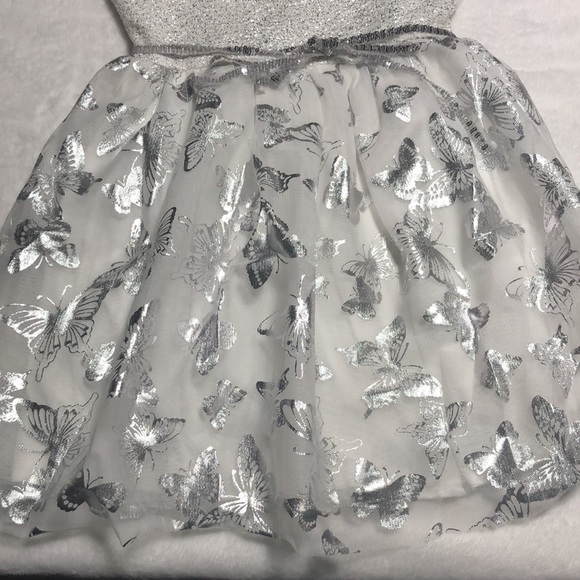 🐇🐣Easter Dress White and silver glittered dress With foiled butterflies - Picture 3 of 7